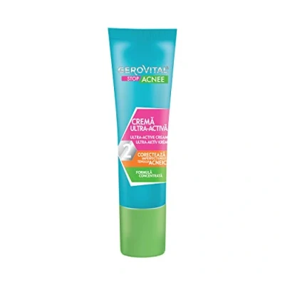 Afbeelding van Ultra actieve gezichtscrème met salicylzuur, vermindert olie en acne, corrigeert imperfecties, voor vette huid, Gerovital Stop Acnee