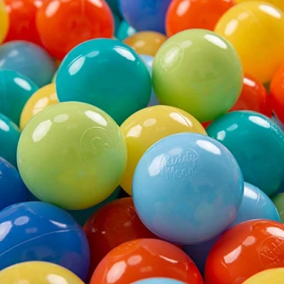 Afbeelding van KiddyMoon 200 ∅ 7cm, plastic gekleurde ballen voor kinderzwembad gemaakt in de EU, lichtgroen/oranje/turquoise/blauw/babyblauw/geel