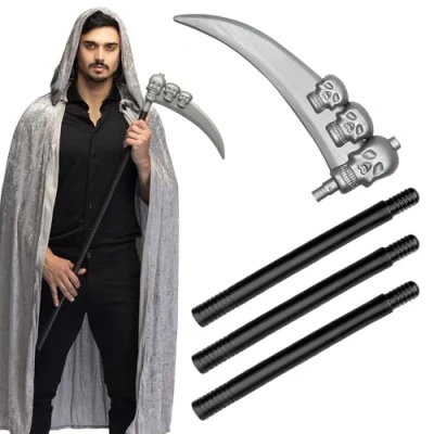 Afbeelding van Boland Schedelzeis 4 delig (103 cm) Kinderen en volwassenen Unisex Magere Hein Halloween accessoire decoratie Horror