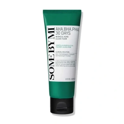 Afbeelding van SOME BY MI AHA BHA PHA 30 Dagen Miracle acne Clear Foam 100 ml, gemaakt van theeboombladwater voor gevoelige huid, dagelijkse gezichtsreiniger
