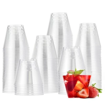 Afbeelding van MATANA 120 transparante harde kunststof glazen, bekers voor cocktails, champagne, wijn en desserts (255 ml) bruiloften, verjaardagen, Kerstmis, feestjes robuust herbruikbaar