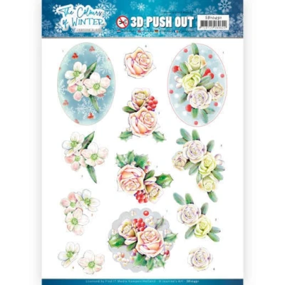 Afbeelding van Pink Winter Flowers The Colours of 3D Push Out by Jeanine&#039;s Art