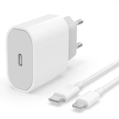 Afbeelding van Snellader USB C, 20 W, met C naar Lightning kabel, 1 m, MFi gecertificeerd voor iPhone 14/14 Pro/14 Pro Max/14 Plus/13/12/11/SE/XS/8/iPad, USBC stopcontact type wandvoeding, adapter