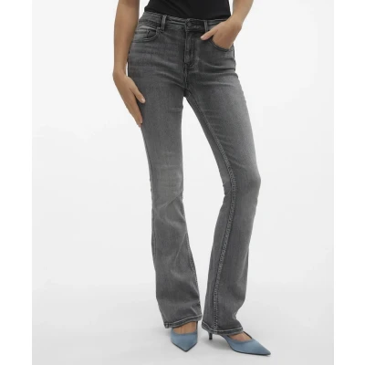 Afbeelding van Vero Moda Vmflash Flared Jeans, Dames, Maat: Sx32, Medium grey denim