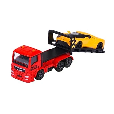 Afbeelding van Majorette Trailer Edition probleemoplossingsspeelgoed met miniatuurauto voor kinderen vanaf 3 jaar, vrijloop en bewegende delen, geel