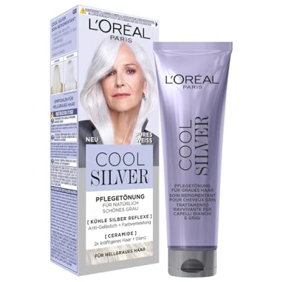 Afbeelding van L&#039;Oréal Paris Cool Silver 01 Pure Weiss verzorgingskleur met versterkende ceramiden en anti vergeling voor frisse zilverreflecties, 114 ml