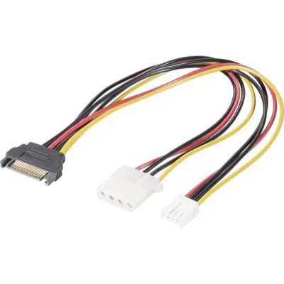 Afbeelding van Renkforce Stroom Y kabel [1x SATA stroomstekker 1x IDE stroombus 4 polig, Floppy stekker polig] 0.20 m Zwart, Rood, Geel