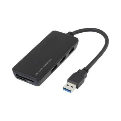 Image de Hub usb 3.0 renkforce 3 ports avec lecteur de carte sd intégré noir