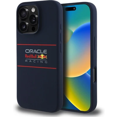 Afbeelding van Red Bull Racing Silicone Oversize Horizontal Logo Back Cover hoesje met MagSafe voor Apple iPhone 16 Pro Donkerblauw