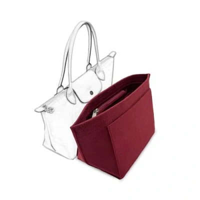 Afbeelding van D.DUO Handtas organiser, handtasaccessoires, geschikt als Longchamp lange handgreep draagtas wijnrood, M (lange handgreep)