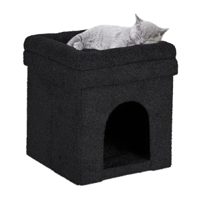 Afbeelding van Relaxdays opvouwbare kattenpoef overdekte kattenmand kleine honden kattenholletje