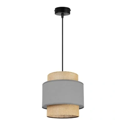 Afbeelding van Light Home Boho lampenkap, hanglamp, kroonluchter, moderne plafond voor slaapkamer, woonkamer en keuken, metaal stof, E27, met 1 licht, grijs jute