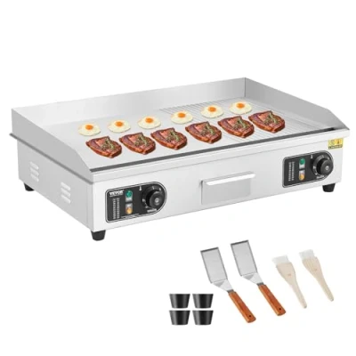 Image de VEVOR Plancha Électrique Plaque à Snacker Commerciale 4400 W Semi plat 50 300C