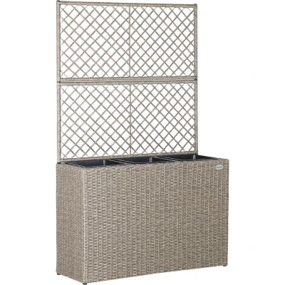 Afbeelding van Casaria Polyrattan Bloembak 3 Bakken Klimophek Crème