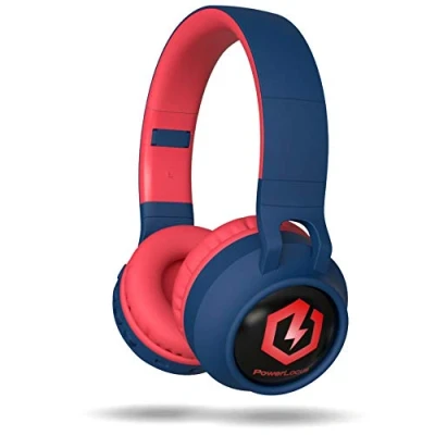 Afbeelding van PowerLocus Buddy Draadloze On Ear Koptelefoon voor Kinderen, LED lampjes, 85db Limiet, met Microfoon, Micro SD poort Blauw/Rood
