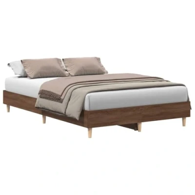 Afbeelding van vidaXL Bedframe zonder matras 135x190 cm spaanplaat bruin eiken