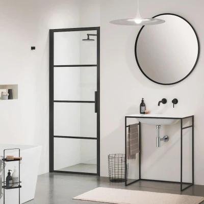 Afbeelding van Sealskin Soho 1 delige deur linker versie 90x210cm zwart helder glas