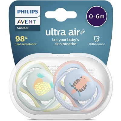 Afbeelding van Philips Avent Ultra Air Fopspeen 0/6 maanden 2 stuks SCF085/12