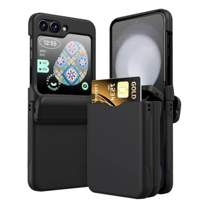 Afbeelding van FDHYFGDY beschermhoes voor Samsung Galaxy Z Flip 6 met scharnier en kaartsleuf, militaire schokbestendige van polycarbonaat, hard, robuust, krasbestendig