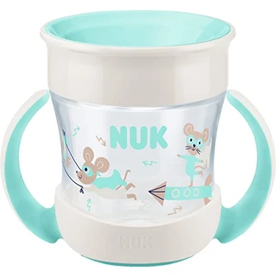 Image de NUK Mini Magic Cup Tasse antifuite Rebord 360 À partir de 6 mois Poignées ergonomiques Sans bisphénol A 160 ml Souris (bleu)