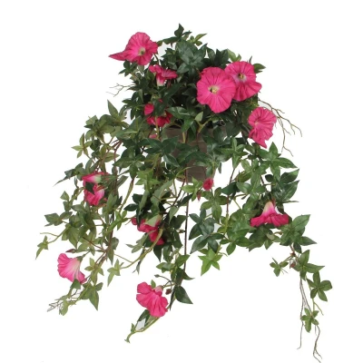 Afbeelding van Petunia Kunst Hangplant in Bloempot Stan L25 x B45 H50 cm Donkerroze