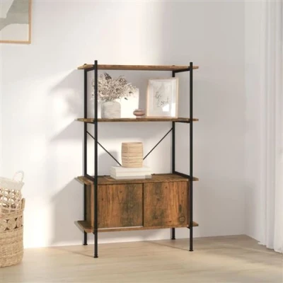 Afbeelding van vidaXL Opbergrek 4 laags met kast 80x40x130 cm staal en bewerkt hout