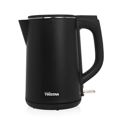 Afbeelding van Tristar Cool Touch waterkoker 2200 watt, 1,5 liter, dubbelwandige kan, Strix basis, verborgen verwarmingselement, WK 3404, zwart