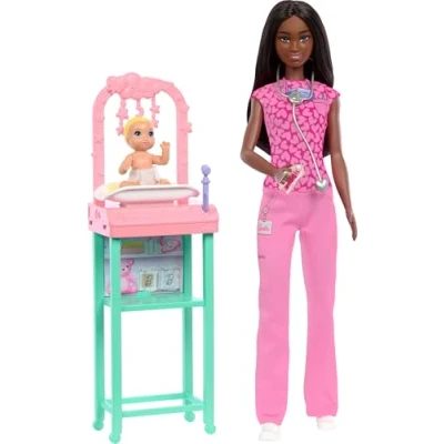 Afbeelding van Mattel Barbie You Can Be Anything Baby Doctor Dark Skin With Child για 3+ ετών JCR73