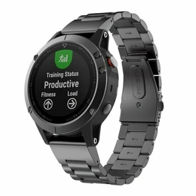 Afbeelding van Stalen schakelband Zwart Garmin Approach S60 &amp; S62 / Instinct 2 (Solar)