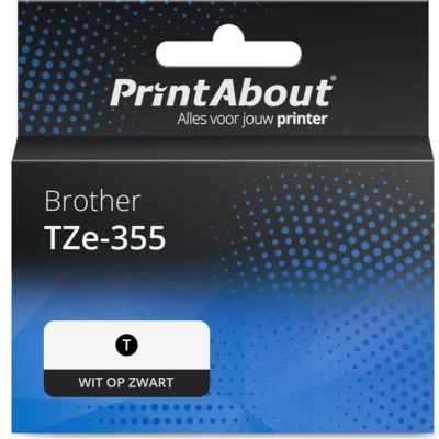 Afbeelding van Huismerk Brother TZe 355 Tape Wit op zwart (24 mm)