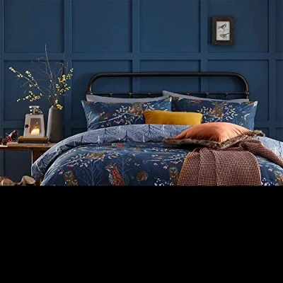 Afbeelding van furn. Forest Fauna Beddengoedset, 3 delig, tweepersoonsbed, katoen, polyester, marineblauw (FORESTF/D02/NVY),