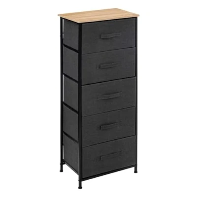 Afbeelding van 5Five Tissa stalen opbergmeubel met 3 laden 45x30x114cm Antraciet