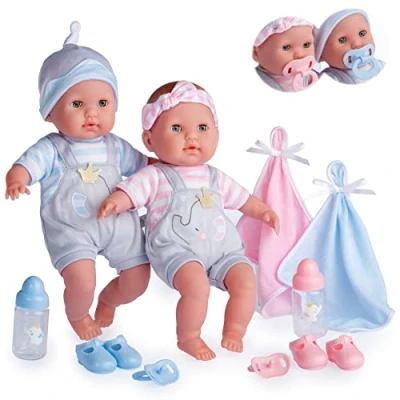 Afbeelding van JC TOYS Berenguer Boutique Twins 15&quot; roze en blauw (30050)