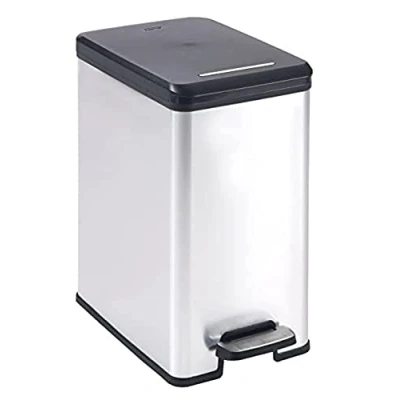 Afbeelding van Curver DECO Bin 240639 Afvalbak 25 l (b x h d) 250 450 420 mm Zilver, Zwart 1 stuk(s)