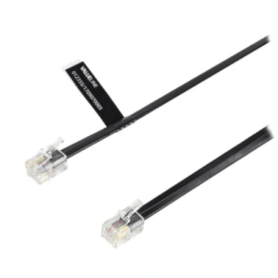 Afbeelding van Valueline Vltp90101B10 Telefoonkabel Rj10 (4/4) Male Plat 1.00 M Zwart