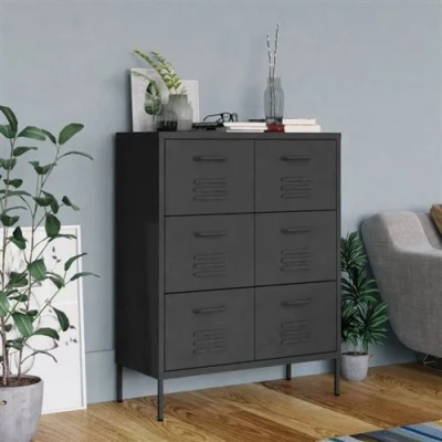 Afbeelding van Ladekast 80x35x101,5 cm staal antracietkleurig