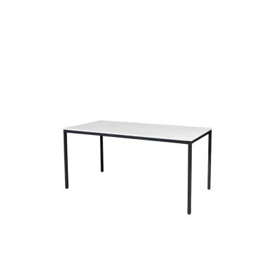 Afbeelding van Domino Basic bureautafel, vaste hoogte met 160x80cm licht grijs 25mm blad en zwart (RAL9005) 4 poot frame