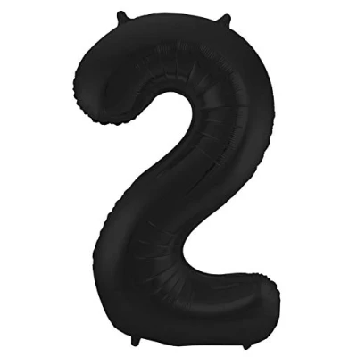 Afbeelding van Folie ballon cijfer 2 Mat Zwart Metallic 86cm