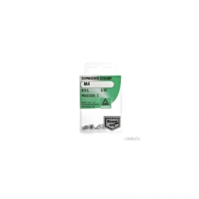 Afbeelding van Deltafix Dop moeren zeskant M4 R.V.S. 5 stuks