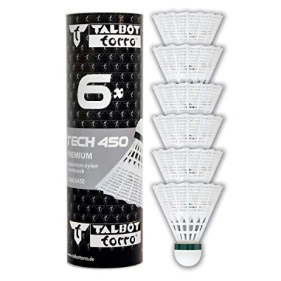 Afbeelding van Talbot Torro Badminton Shuttles Tech 450 Wit/groen 6 Stuks