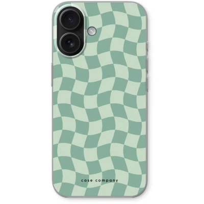 Afbeelding van Case Company® hoesje geschikt voor iPhone 16 Grid Groen Soft Cover Telefoonhoesje Bescherming aan alle Kanten en Schermrand