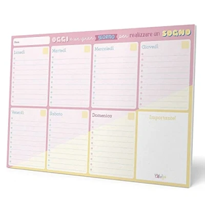 Image de Bloc Notes Semainier A4 Carouge Blue &amp; Pink Ita