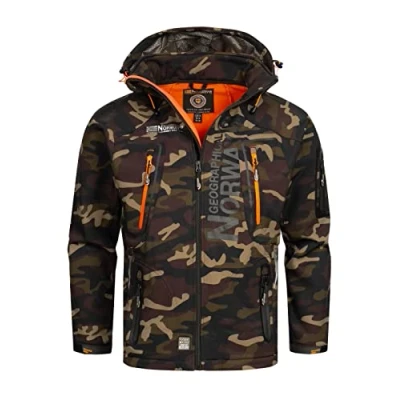 Afbeelding van Geographical Norway Techno Softshelljas voor heren, met capuchon, waterdicht, outdoorjas, winddicht, tactisch, duurzaam, wandelen, skiën, herfst, winter, lente