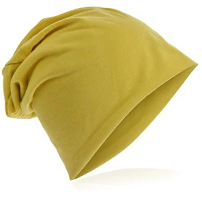 Afbeelding van Miobo Unisex Long Jersey Beanie muts voor dames en heren standaardmaat XXL, Mosterd geel