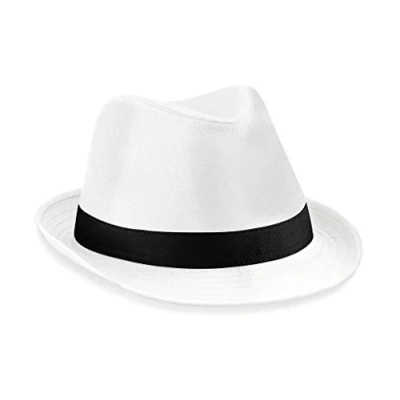 Afbeelding van Beechfield Fedora hoed kleuren, Wit/Zwart