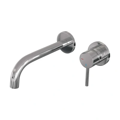 Afbeelding van Brauer Chrome Edition Wastafelmengkraan inbouw gebogen uitloop links hendel lang smal model A 1 chroom