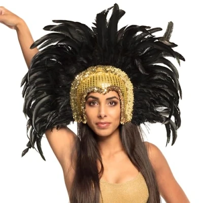 Afbeelding van Boland Hoofdtooi go danseres Goud Één maat Volwassenen Unisex Glamour Carnaval accessoire Showgirl