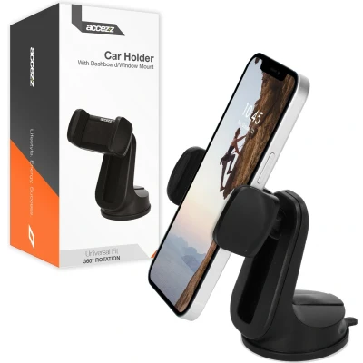 Afbeelding van Accezz Telefoonhouders Auto Geschikt Voor Dashboard &amp; Voorruit Telefoonhouder Zuignap Accessories GSM Houder Zwart
