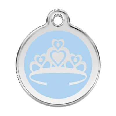 Afbeelding van Crown Light Blue roestvrijstalen hondenpenning large/groot dia. 3,8 cm RedDingo
