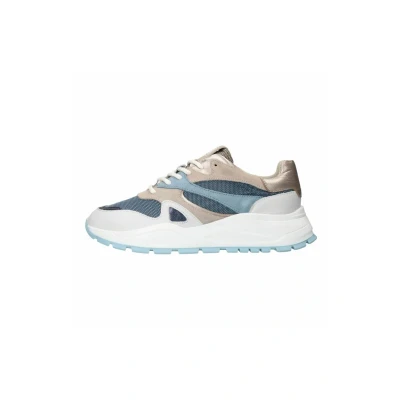 Afbeelding van Manfield Sneakers laag, Dames, Maat: 36, Blau Leer en textiel